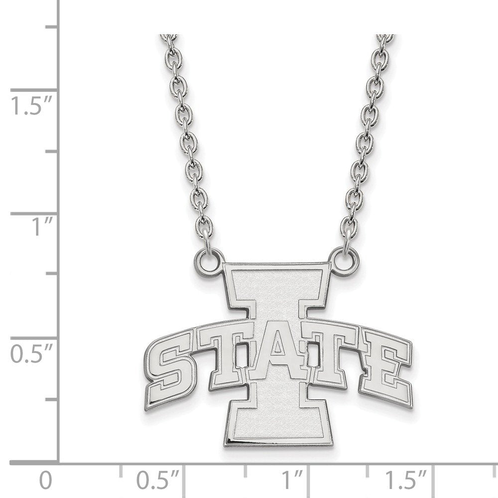 Sterling Silver Rhodium-plated LogoArt Iowa State University Large Pendant 18 inch Necklace QSS007IAS-18