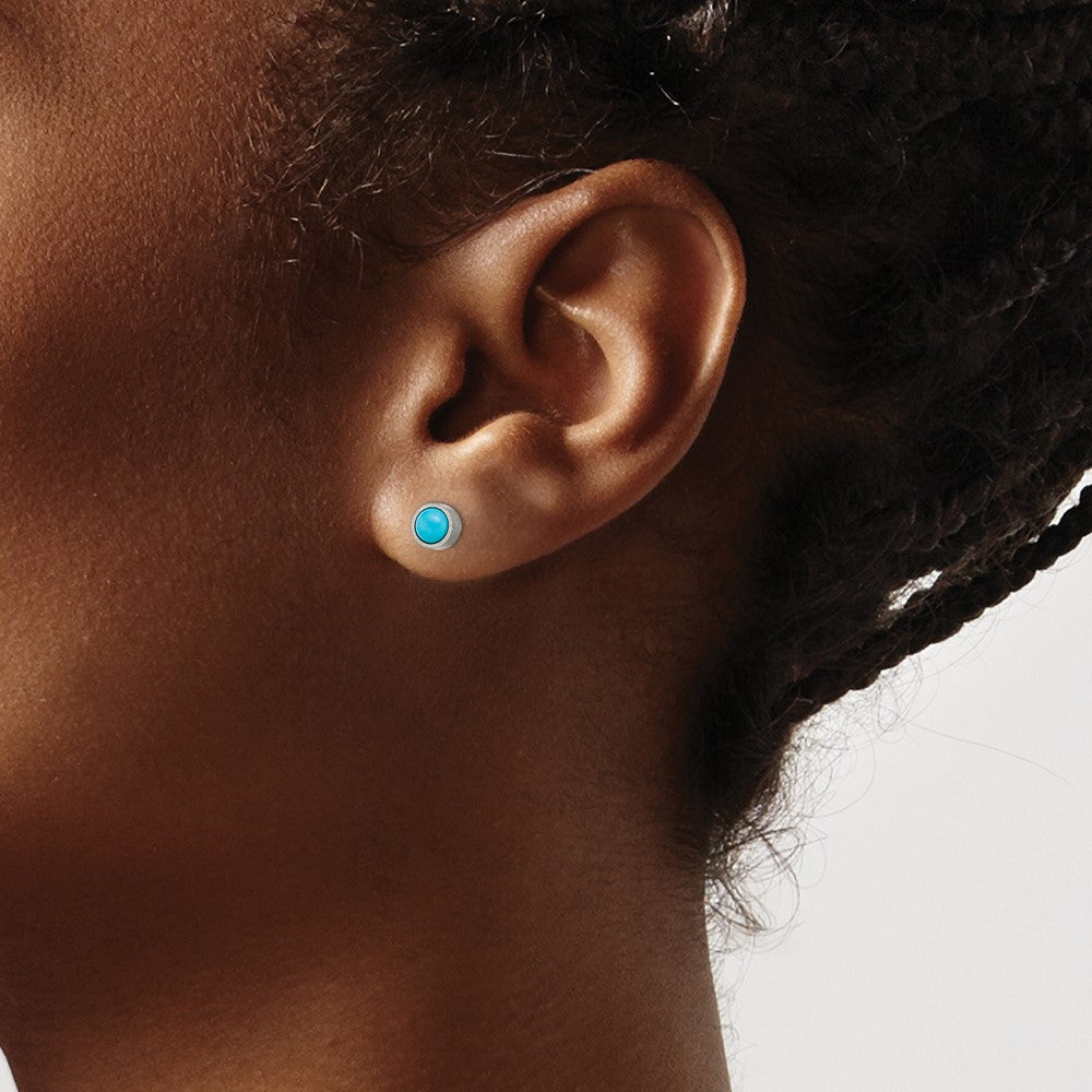 Titanium Brushed Turquoise 5mm Stud Earrings