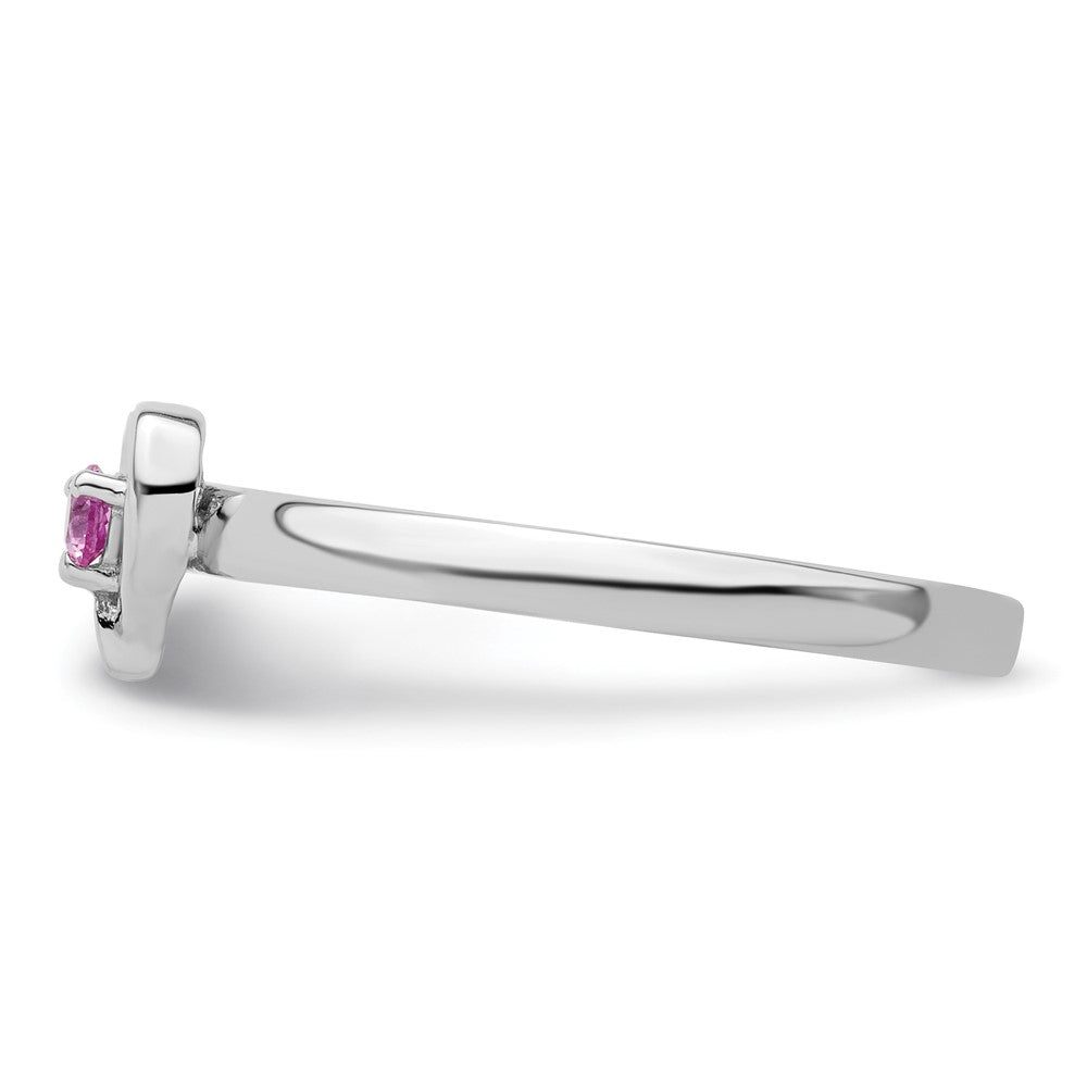 Sterling Silver Stackable Expressions Created Pink Sapphire Heart Ring Size -10