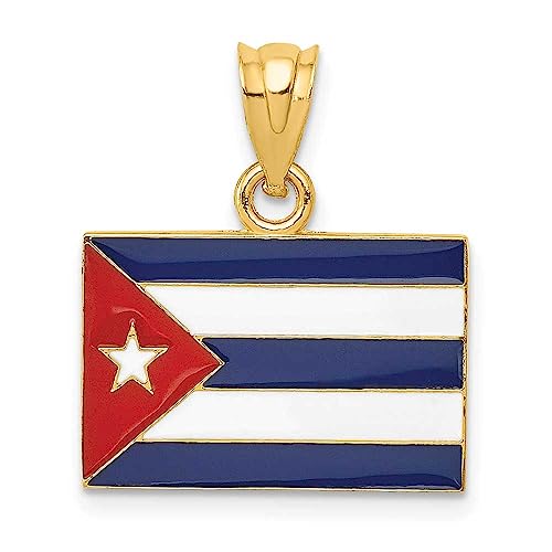 14k Enameled Cuba Flag Pendant