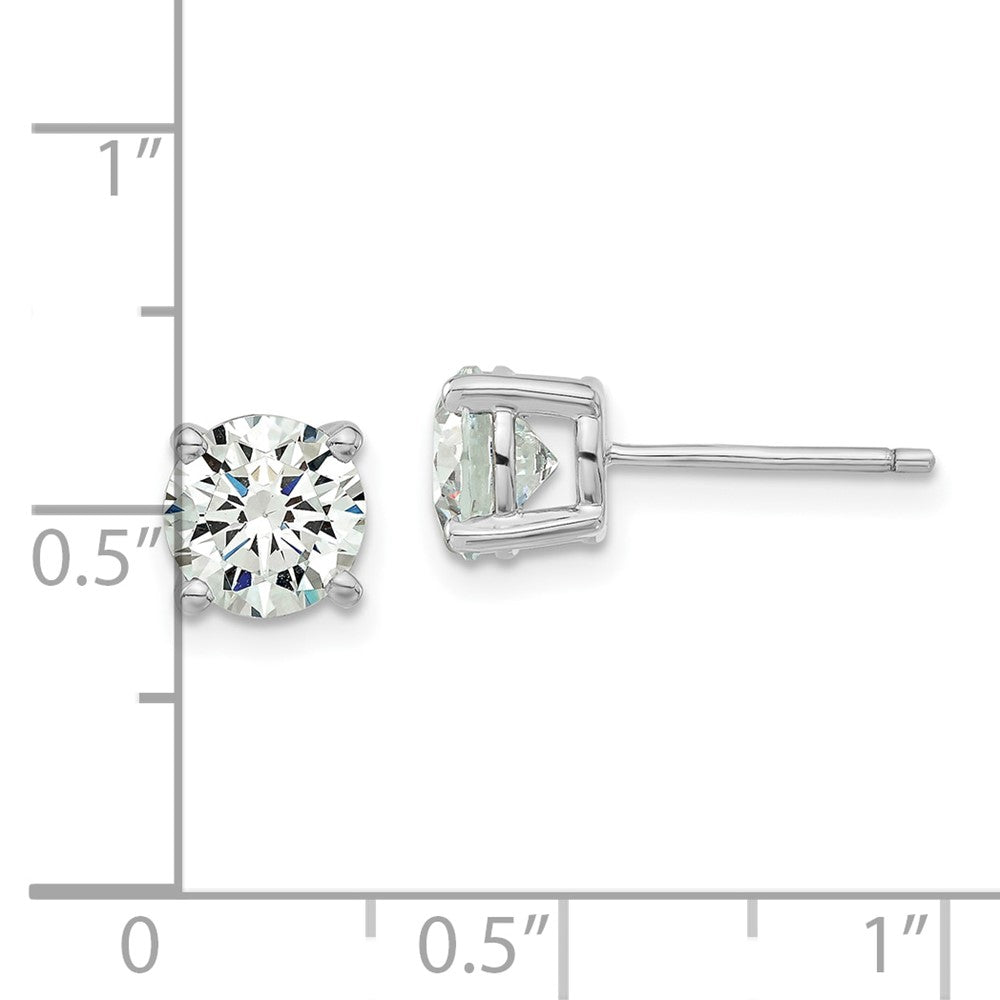 Sterling Silver Rhodium-plated Diamonore CZ 7.5mm Stud Earrings