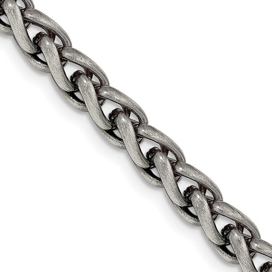Sterling Silver Antiqued 6mm Round Spiga Chain 24 Inches