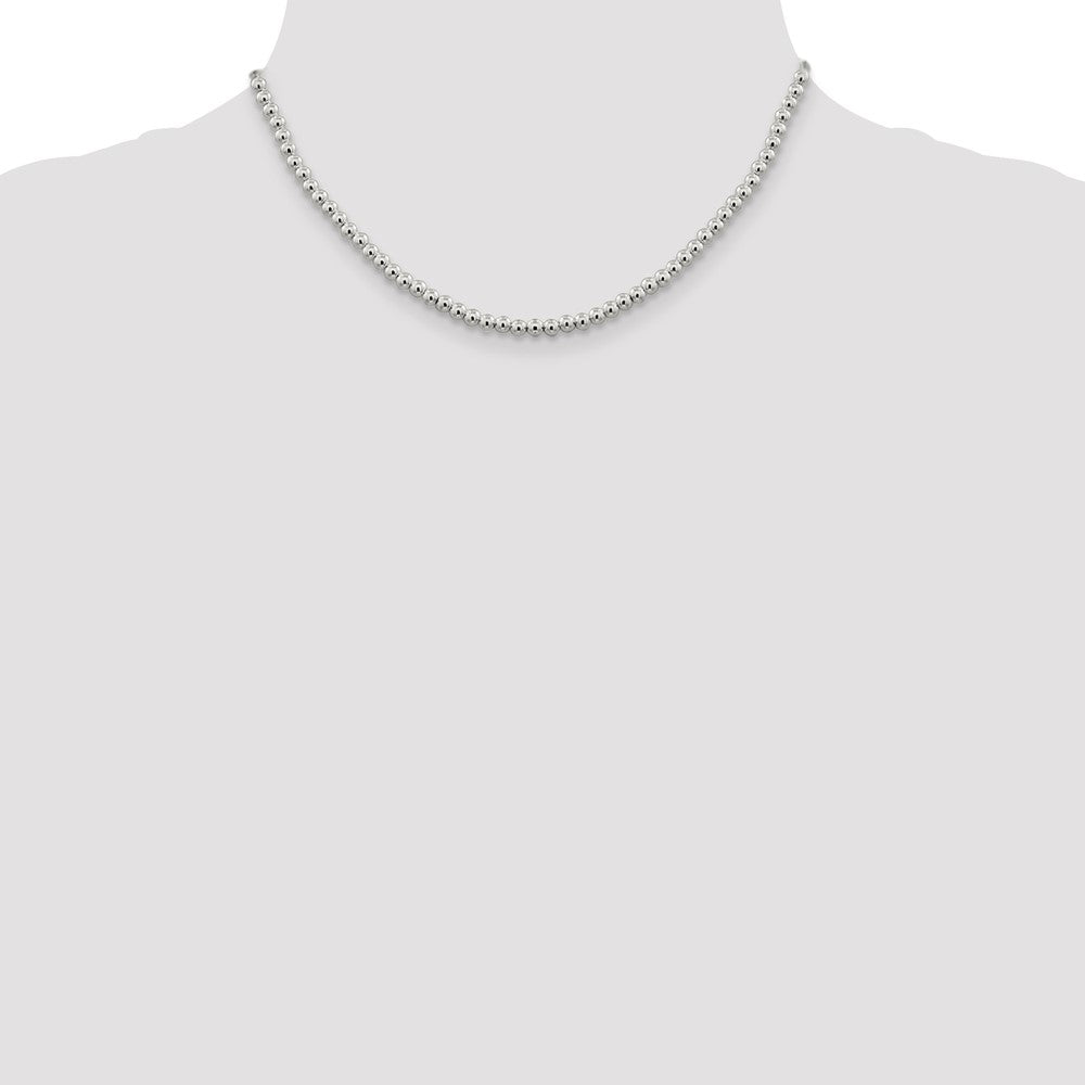 Sterling Silver 4mm Beads on Box Chain 16 Inches