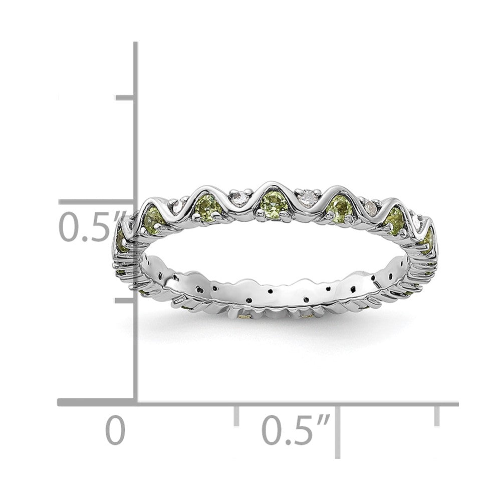 Sterling Silver Stackable Expressions Diamond & Peridot Ring