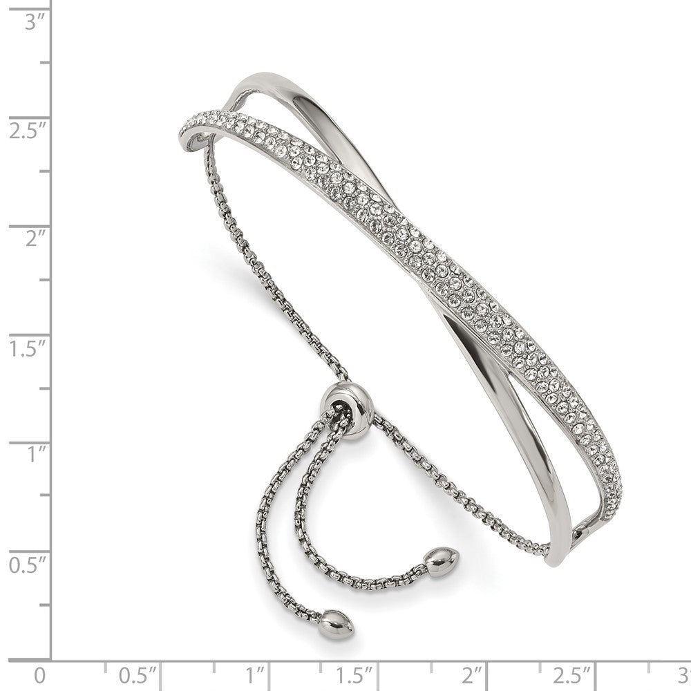 Stainless Steel Polished with Crystals from Swarovski Adjustable Bangle