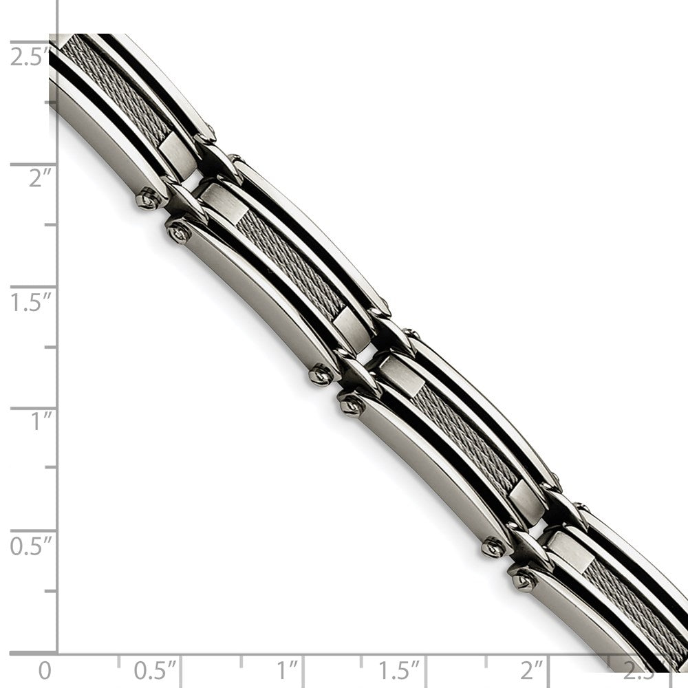 Stainless Steel 9in Brushed and Polished Wire Bracelet 9 inches