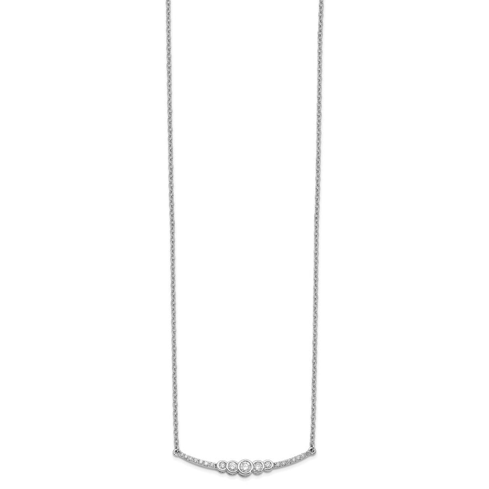 14k White Gold Polished Diamond Bezel Set Bar 18in Necklace