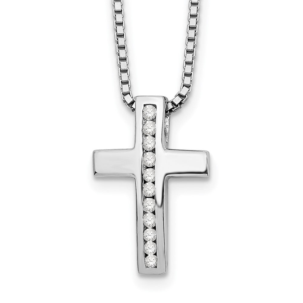 White Ice Sterling Silver Rhodium-plated 18 Inch Diamond Cross Slide Pendant Necklace with 2 Inch Extender 18 Inches