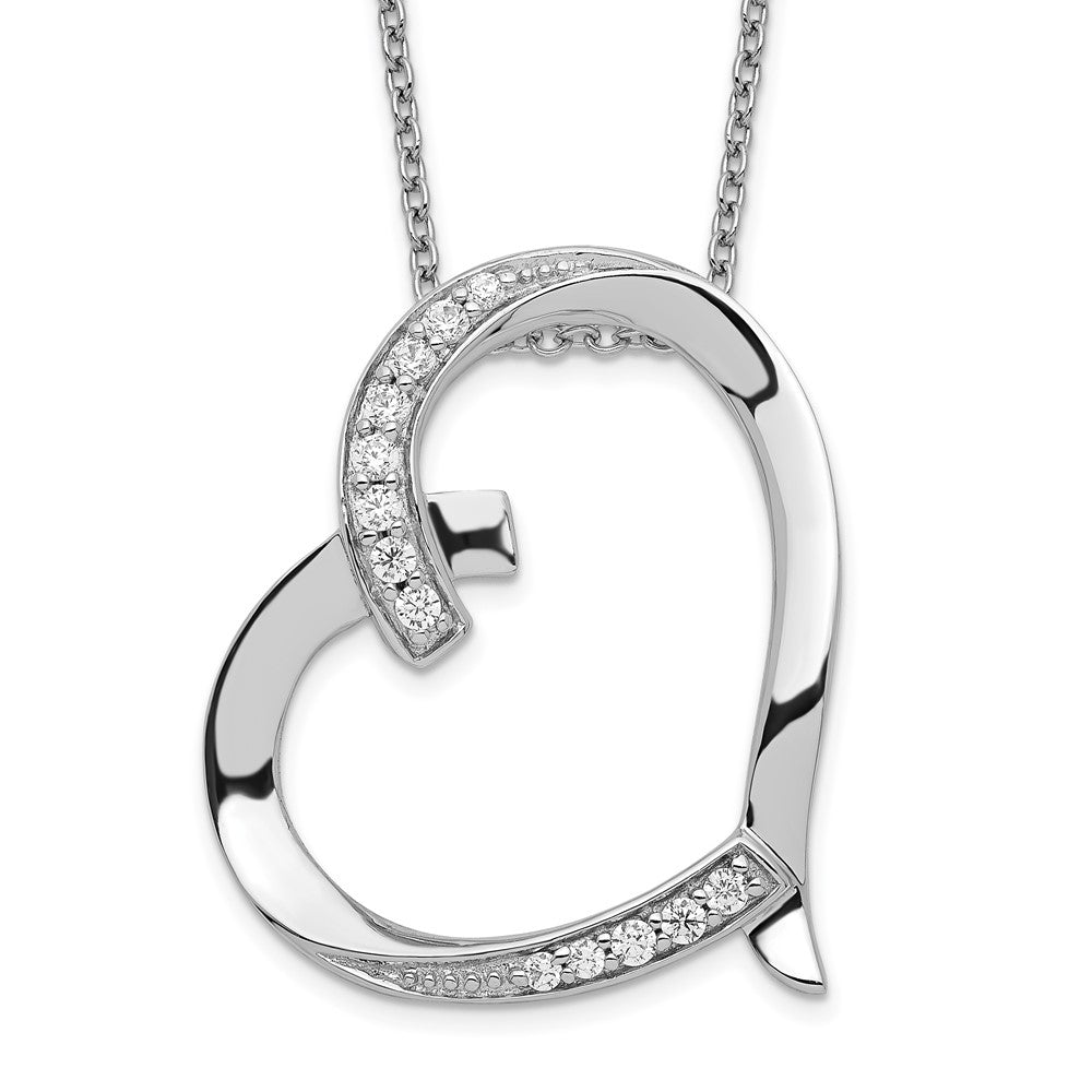 Sentimental Expressions Sterling Silver Rhodium-plated Antiqued CZ Love You Mom 18in Necklace 18 Inches
