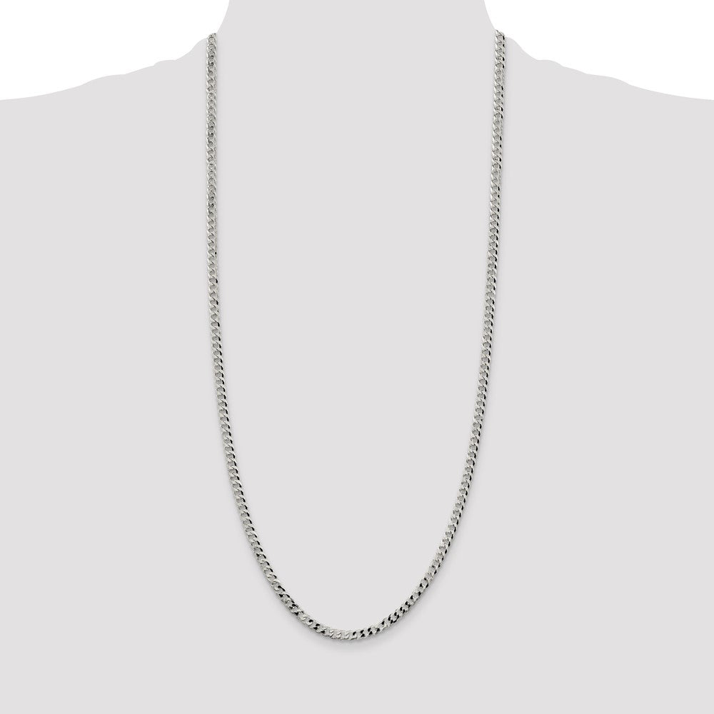 Sterling Silver 4mm Beveled Curb Chain 30 Inches