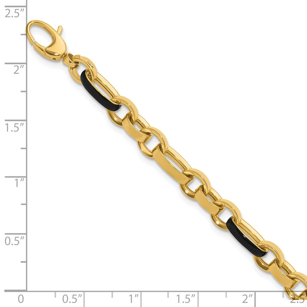 14K Polished with Enamel Link Bracelet 7  inches