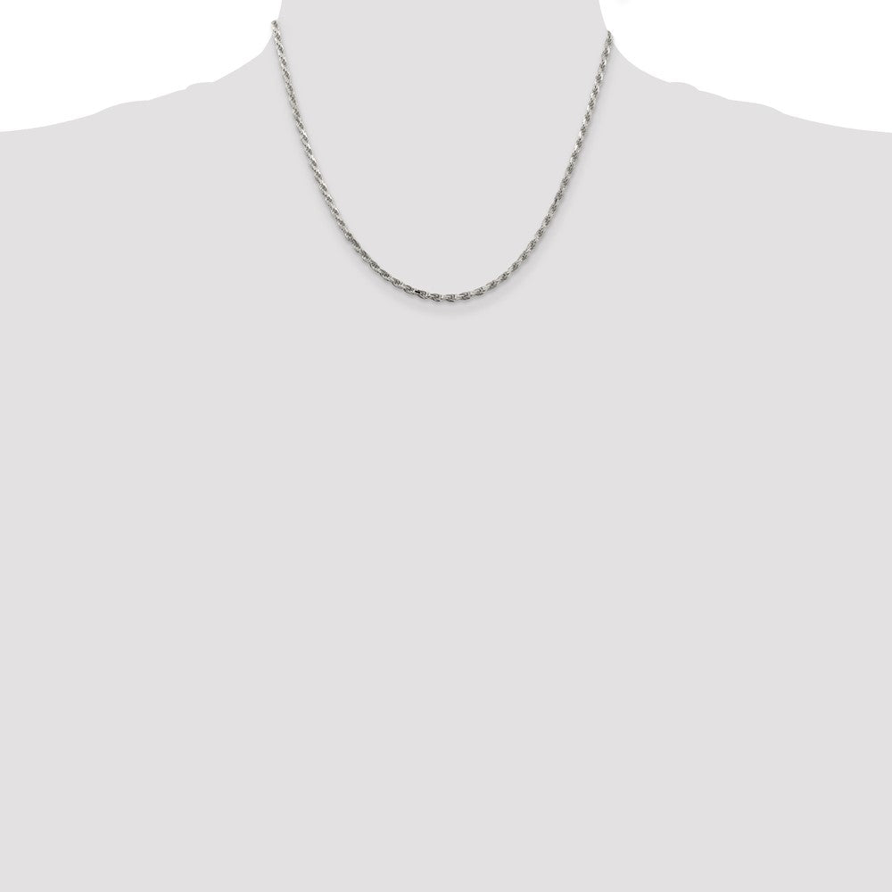 Sterling Silver 2.5mm Diamond-cut Rope Chain 18 Inches