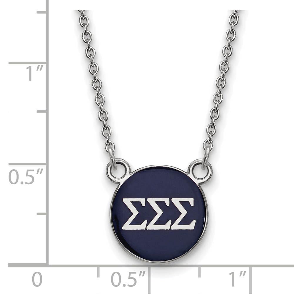 Sterling Silver 18in Official Licensed Greek Sororities Sigma Sigma Sigma (???) XS Enamel Pendant w/Necklace