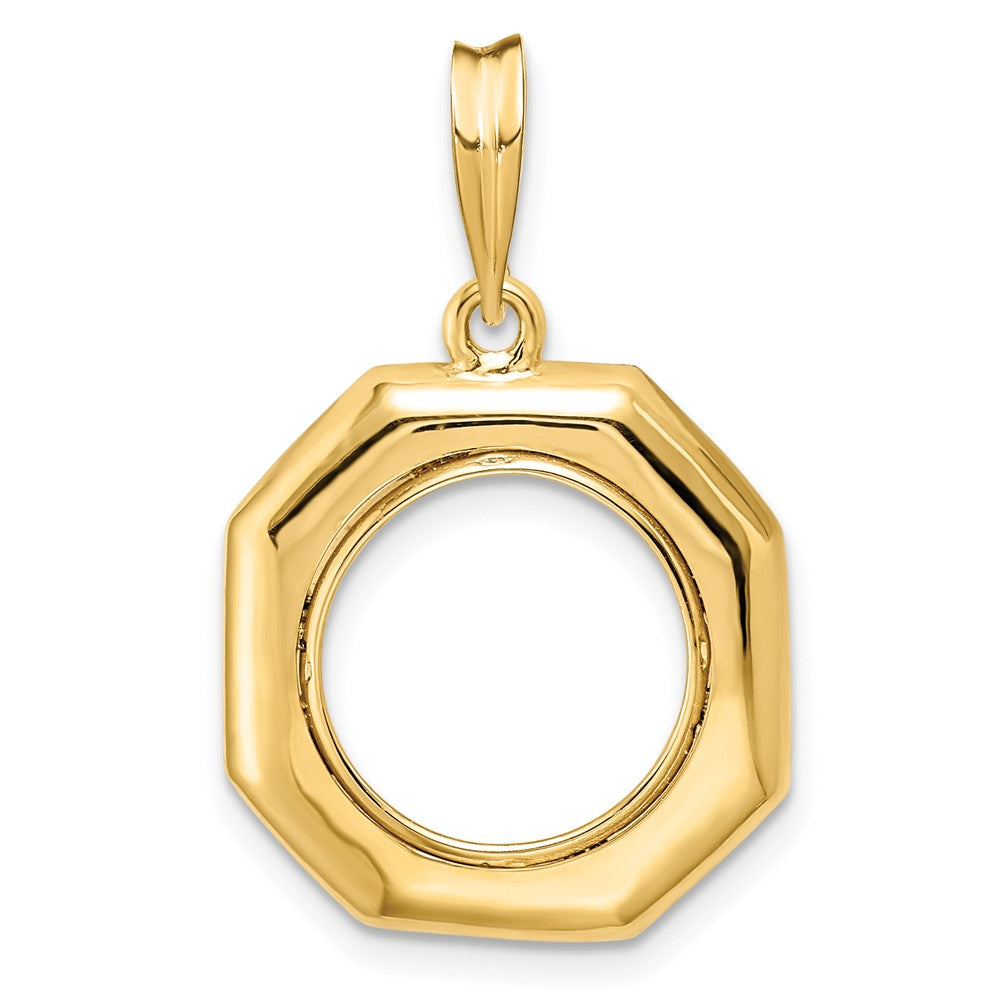 Wideband Distinguished Coin Jewelry 14k Polished Octagonal 13.0mm Prong Coin Bezel Pendant