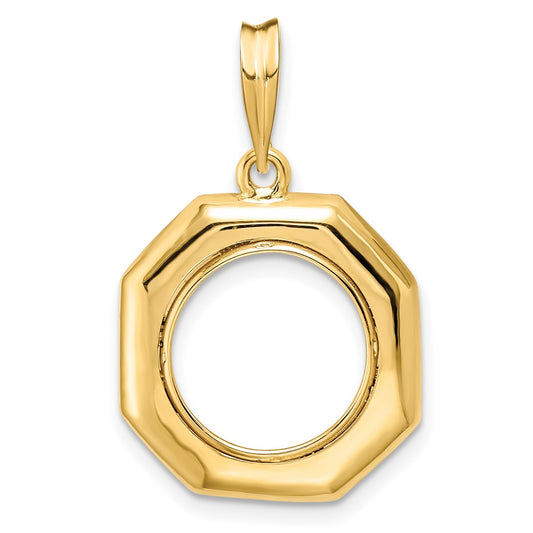 Wideband Distinguished Coin Jewelry 14k Polished Octagonal 13.0mm Prong Coin Bezel Pendant