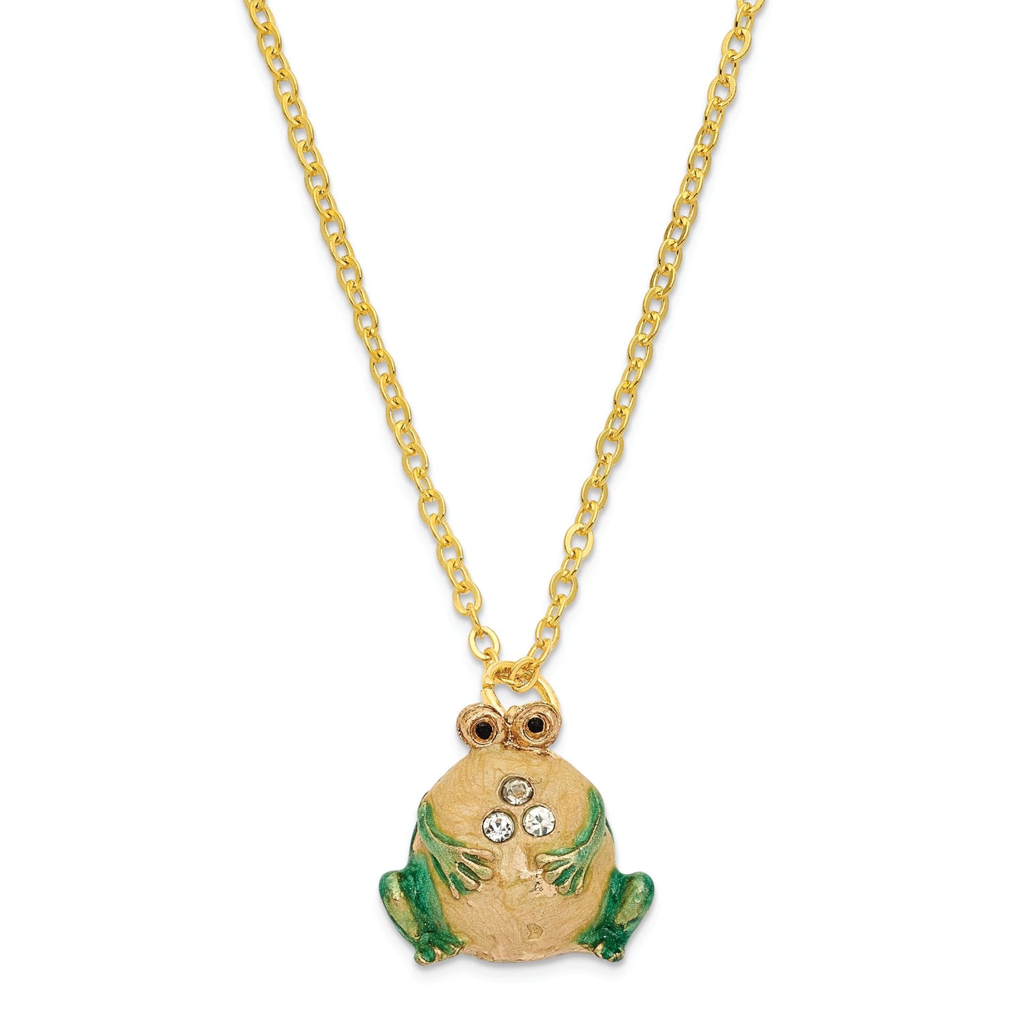 Luxury Giftware by Jere 'The Bullfrog Trinket' Green/Yellow Metal/Pewter/Crystal Box