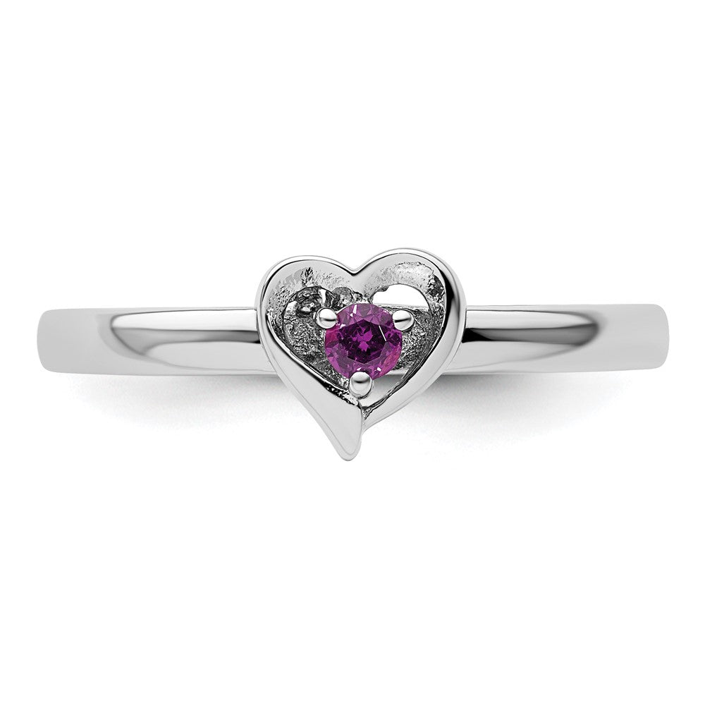 Sterling Silver Stackable Expressions Rhodolite Garnet Heart Ring Size -6