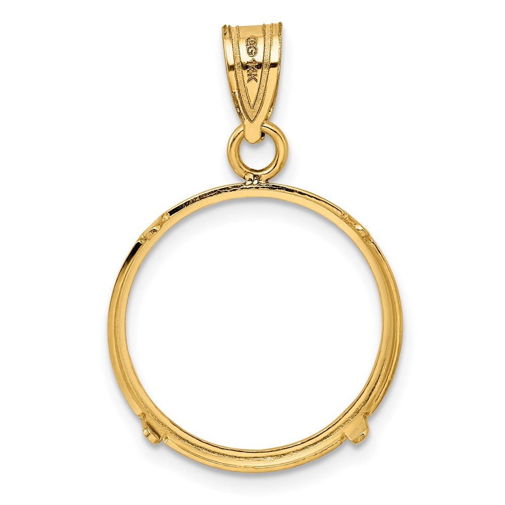 Wideband Distinguished Coin Jewelry 14k Polished 17.8mm Prong Coin Bezel Pendant