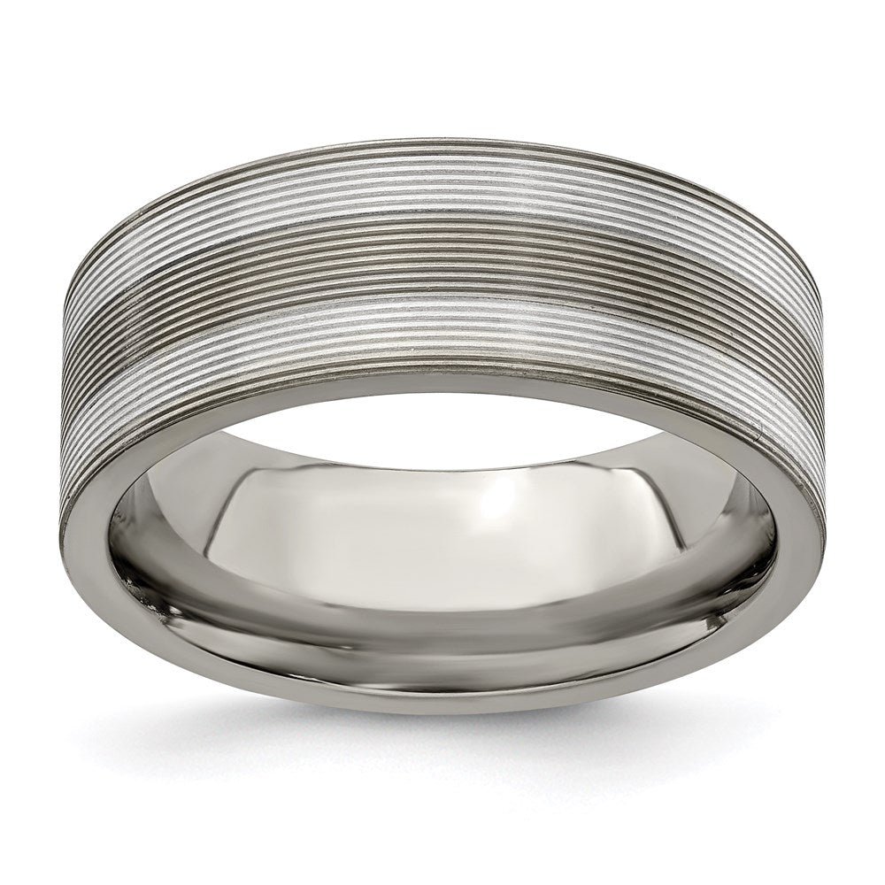 Edward Mirell Titanium with Sterling Silver Inlay Textured 8.5mm Band
