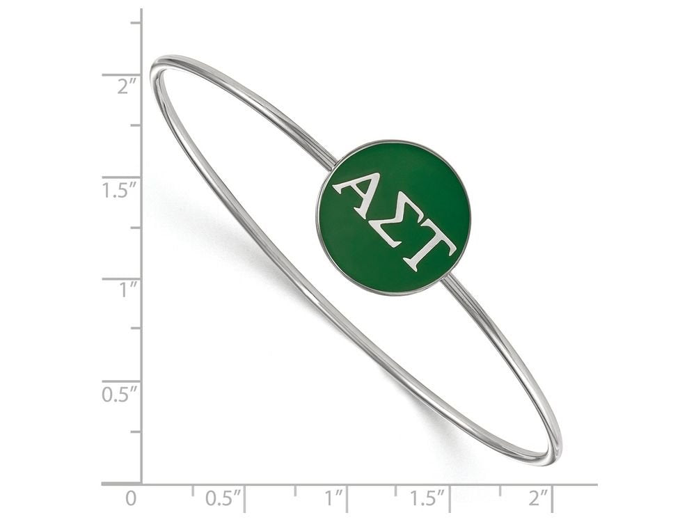 Sterling Silver Official Licensed Greek Sororities 7in Alpha Sigma Tau (???) Enameled Slip-on Bangle