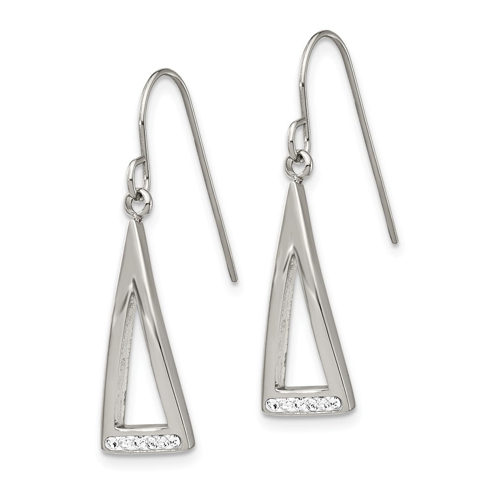 Stainless Steel Polished w/ Preciosa Crystal Shepherd Hook Dangle Earrings