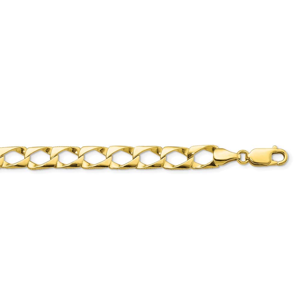 10k 7.4mm Satin & Diamond-cut Fancy Link Bracelet