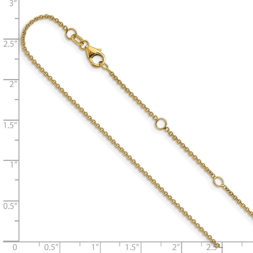 14k 1.4mm Round Cable 1in+1in Adjustable Chain