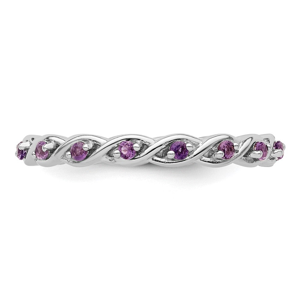 Sterling Silver Stackable Expressions Amethyst Ring Size -7