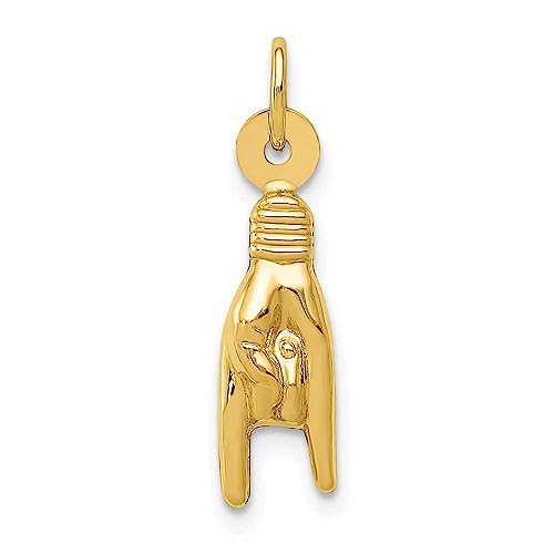 14K 3D Rock On Sign Charm