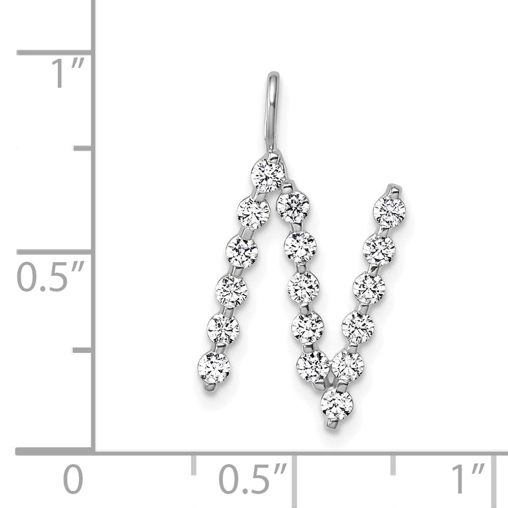 True Origin 14k White Gold 5/8 carat Lab Grown Diamond VS DEF Alphabet N Pendant