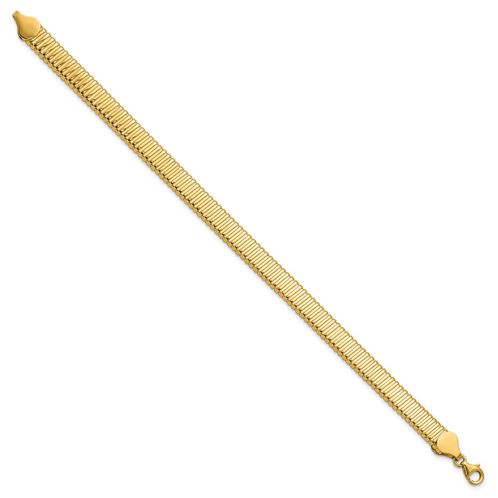 14K Polished Ridged Bracelet 7.5  inches