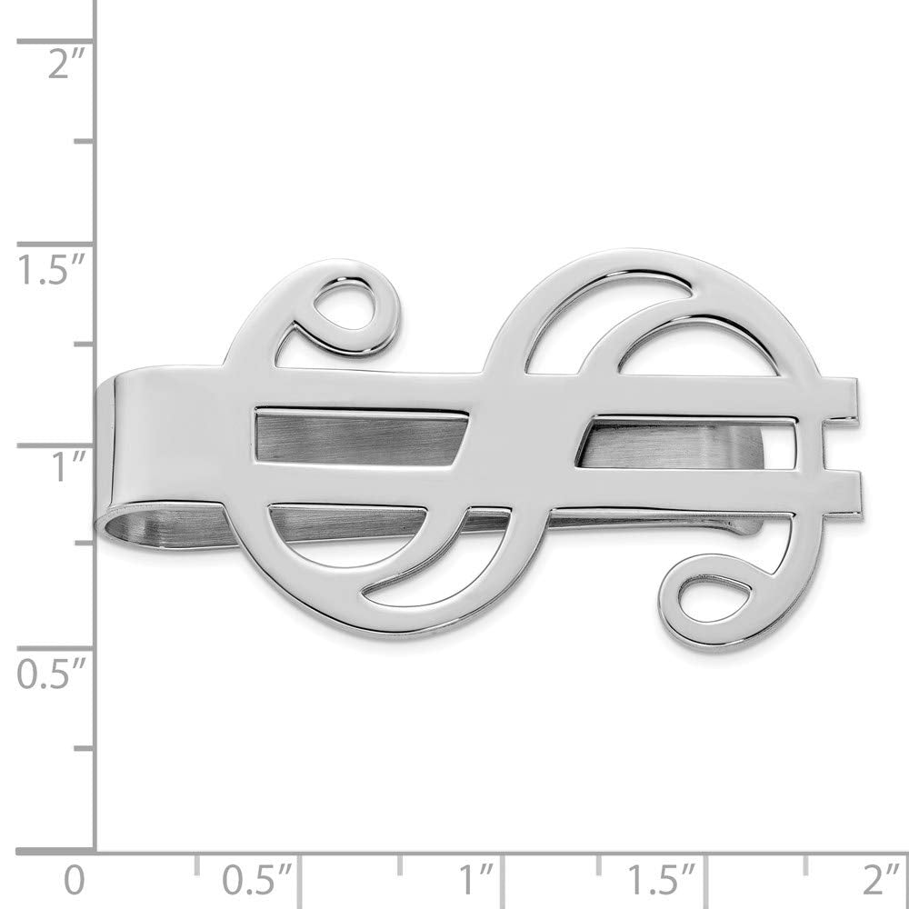Primal Silver Sterling Silver Rhodium-Plated Dollar Sign Money Clip