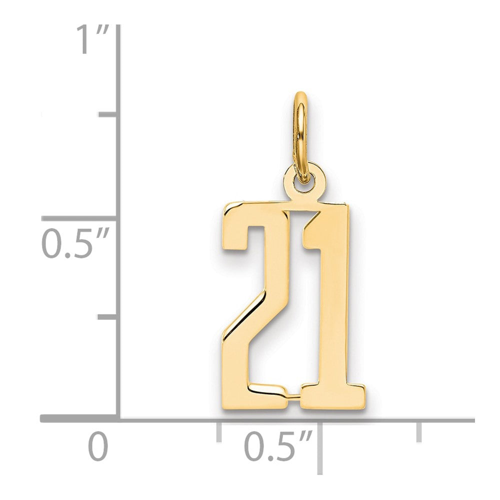 14k Small Elongated Number 21 Charm