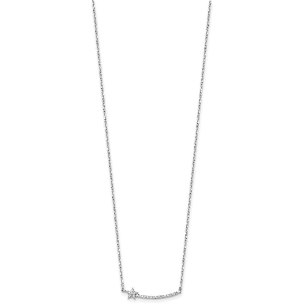 Sterling Shimmer Sterling Silver Rhodium-plated CZ 22 Stone 16 inch with 2 inch extension Star Necklace 16 Inches