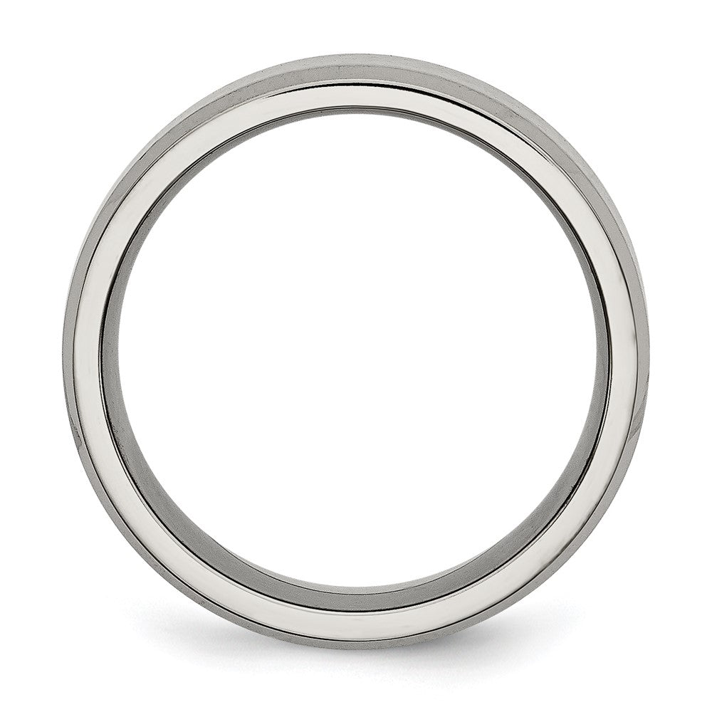 Titanium Brushed and Polished 8mm Beveled Edge Band Size - 9