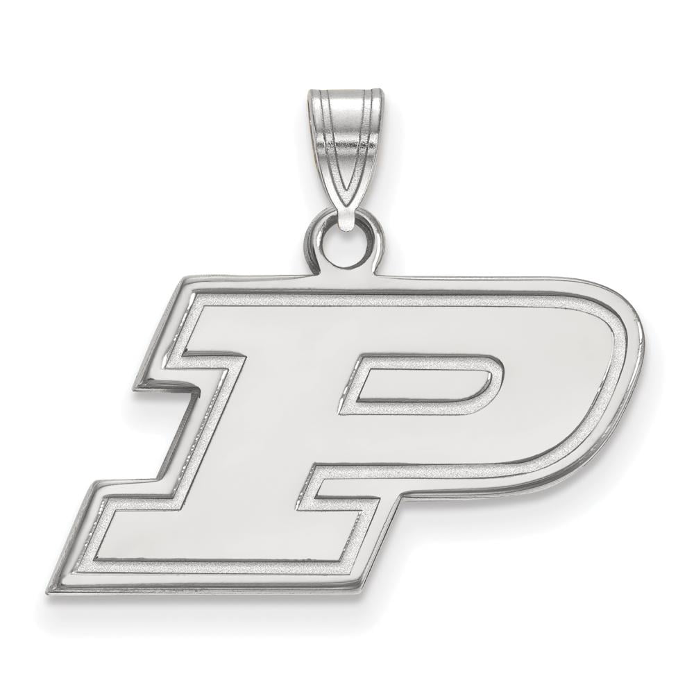 Sterling Silver Rhodium-plated LogoArt Purdue University Letter P Small Pendant Q-SS002PU