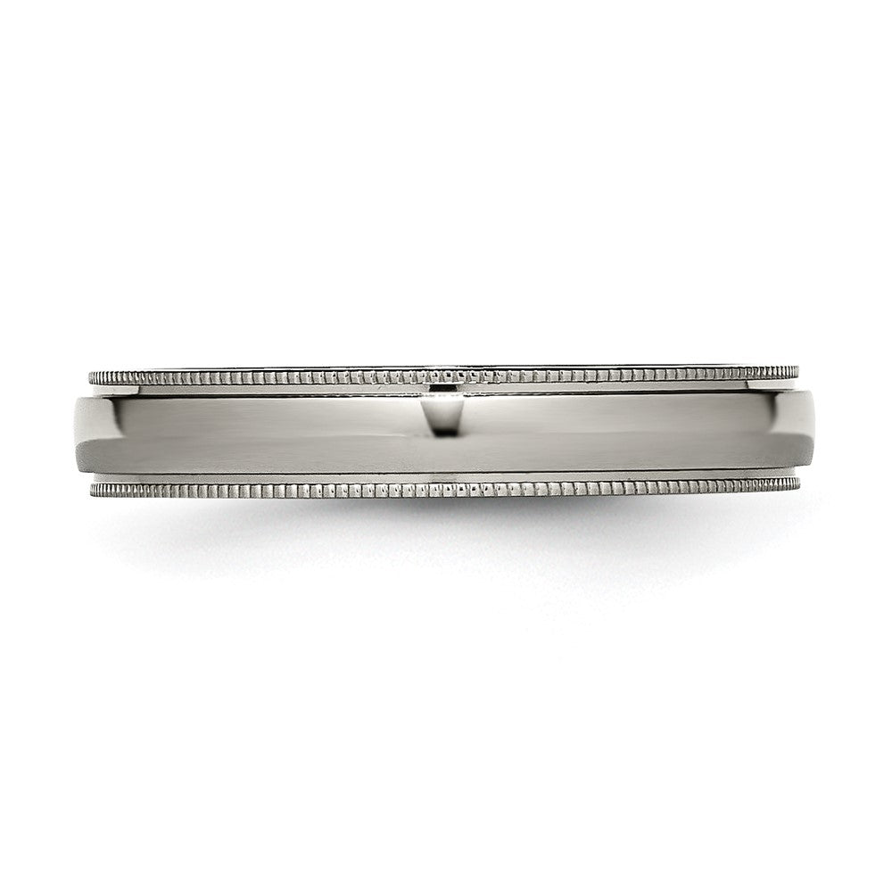 Titanium Polished 4mm Grooved and Beaded Edge Band Size - 5