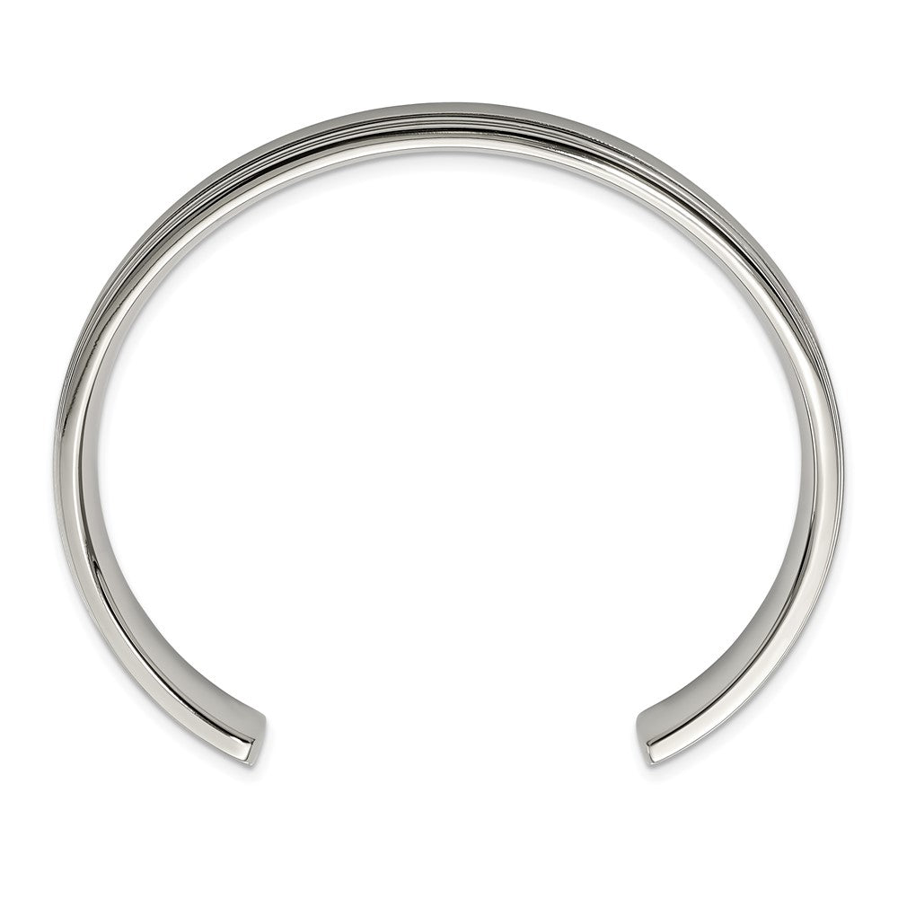Stainless Steel Brushed and Polished Double Step Edge Bangle 7.25 inches