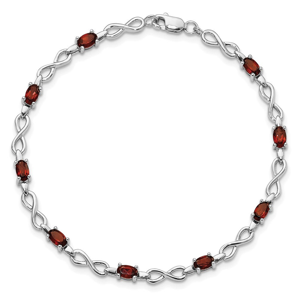 Sterling Silver Rhodium-plated Garnet Bracelet 7 inches