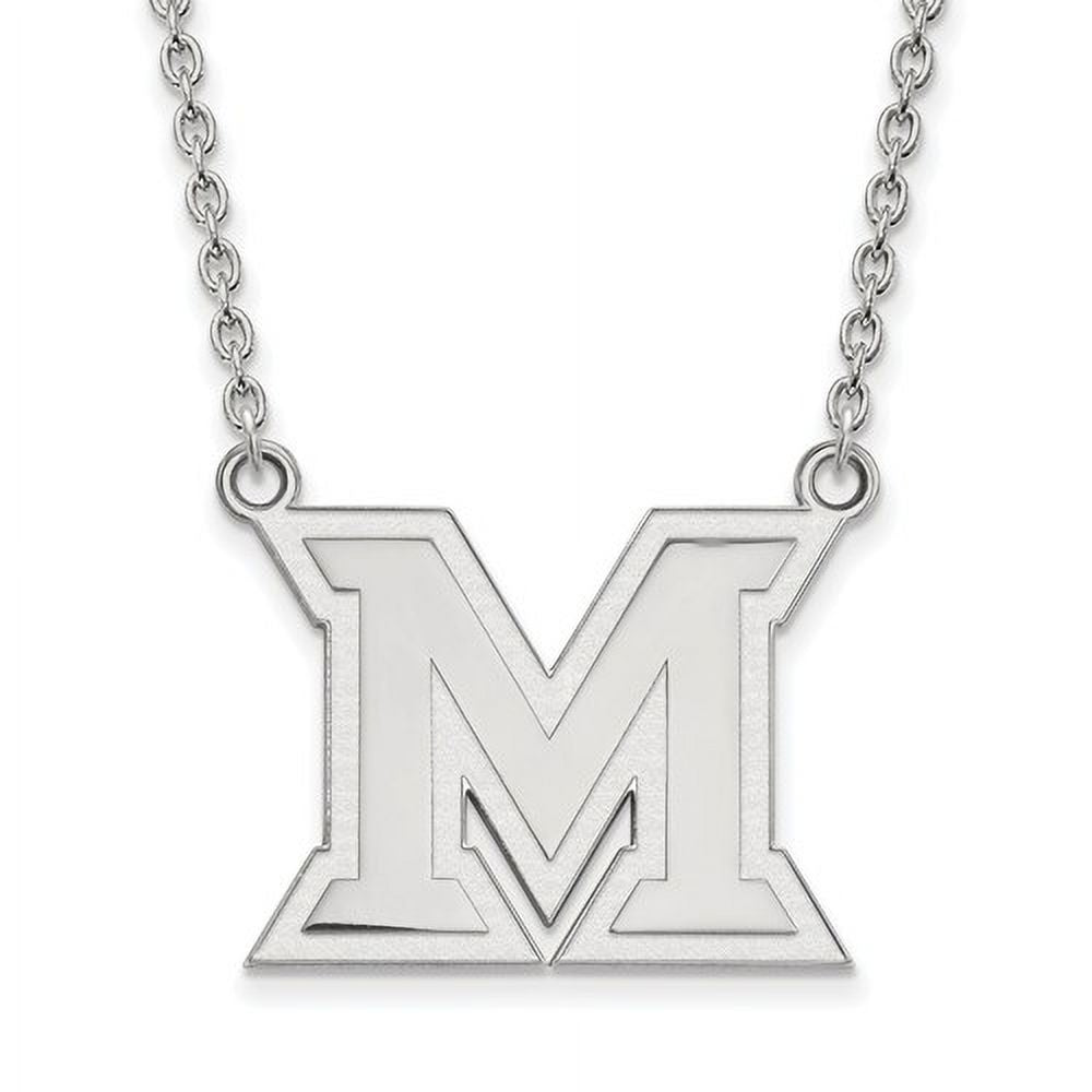 Sterling Silver Official Licensed Collegiate 18in Miami University (MU) Large Pendant w/Necklace
