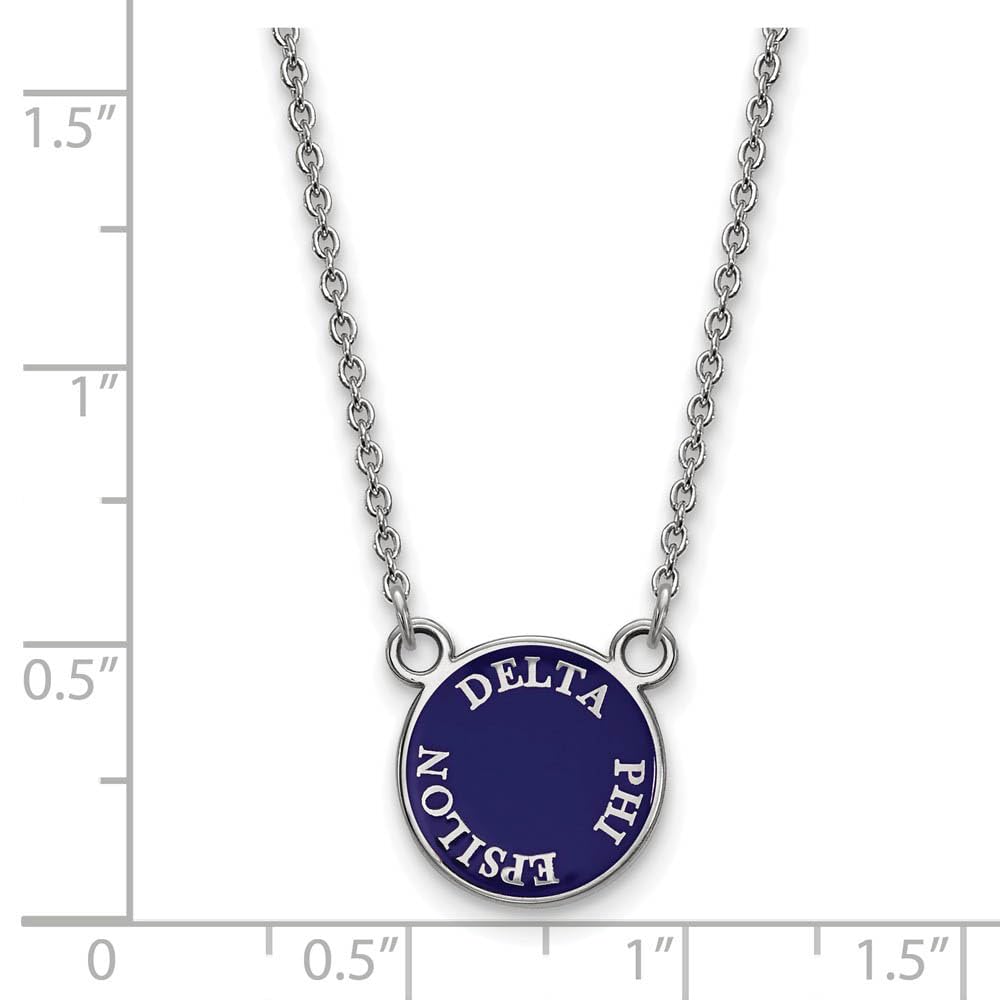 Sterling Silver 18in Official Licensed Greek Sororities Delta Phi Epsilon (???) XS Enamel Pendant w/Necklace