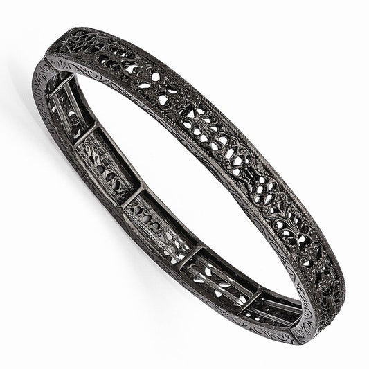 Black-plated Downton Abbey Filigree Stretch Bracelet