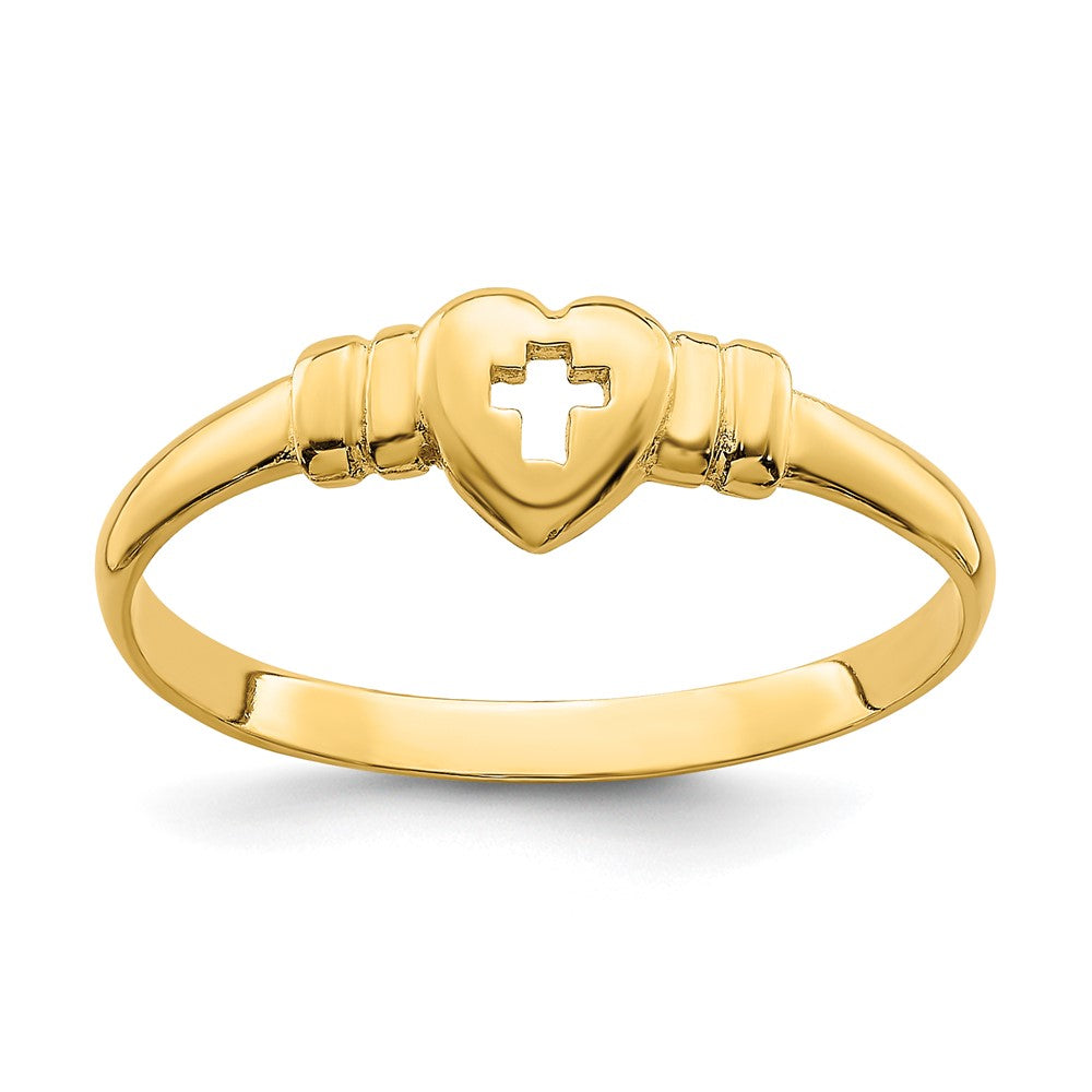 14k Heart w/Cut-Out Cross Ring Size 6