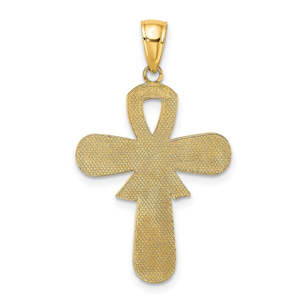 14K Enamel Pink Ribbon Breast Cancer Cross