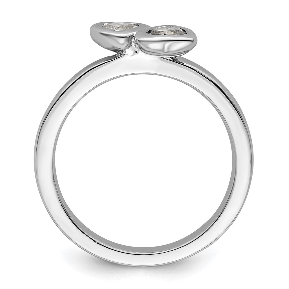 Sterling Silver Stackable Expressions White Topaz Double Heart Ring Size -10