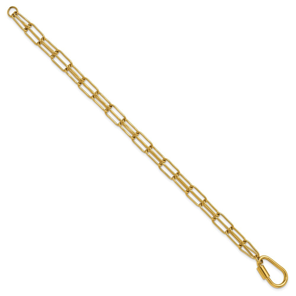 Chisel Stainless Steel Polished Yellow IP-plated Two-Strand 8 inch Paperclip Link Bracelet 8 inches