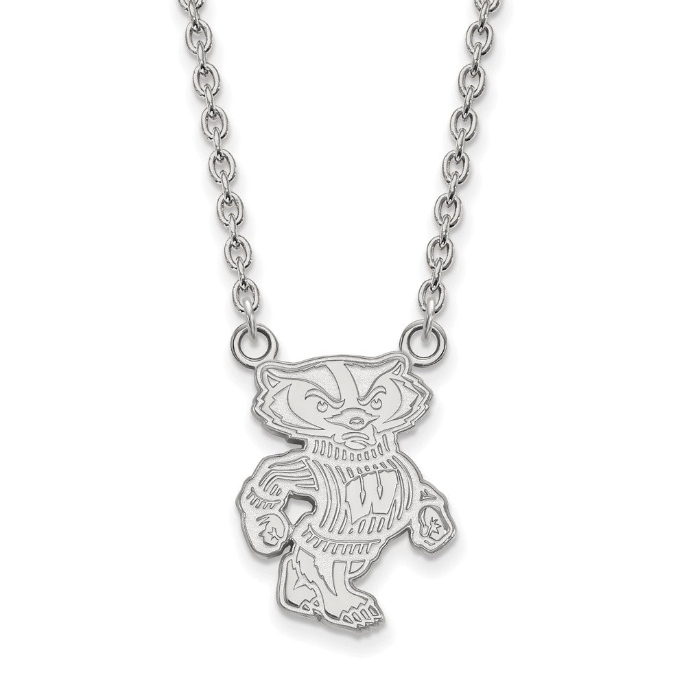 LogoArt Sterling Silver University Of Wisconsin Large Pendant Necklace