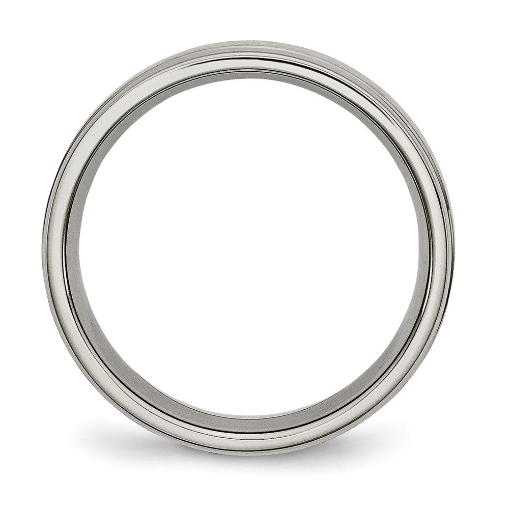 Titanium Brushed Center 6mm Ridged Edge Band Size - 11