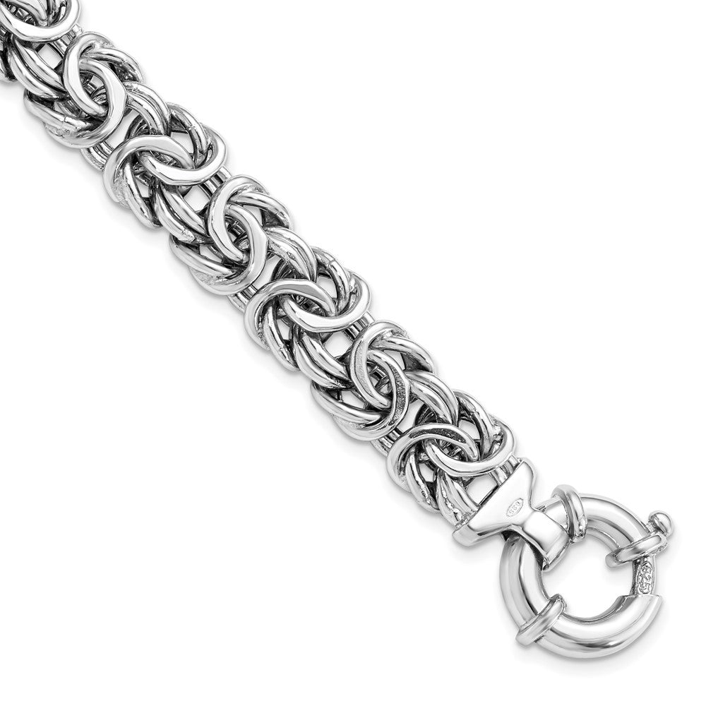 Sterling Silver RH-plated Fancy Link Bracelet 7.5  inches