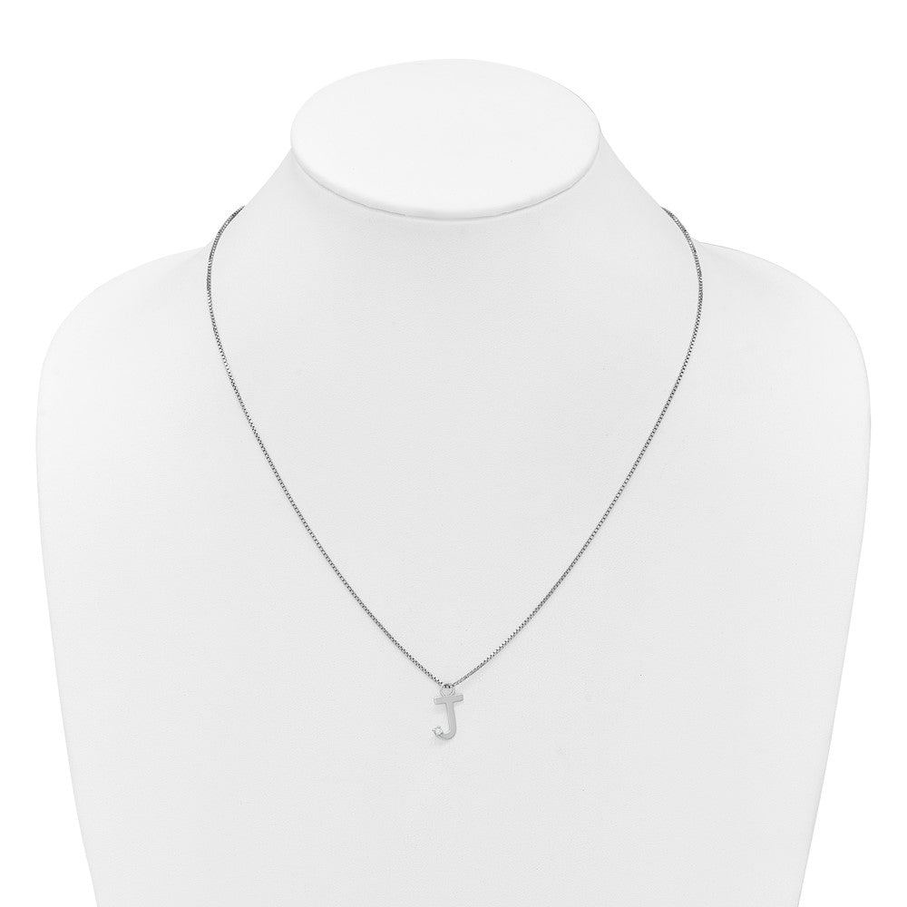 White Ice Sterling Silver Rhodium-plated 18 inch Diamond Letter J Initial Necklace plus 2 inch Extender 18 Inches